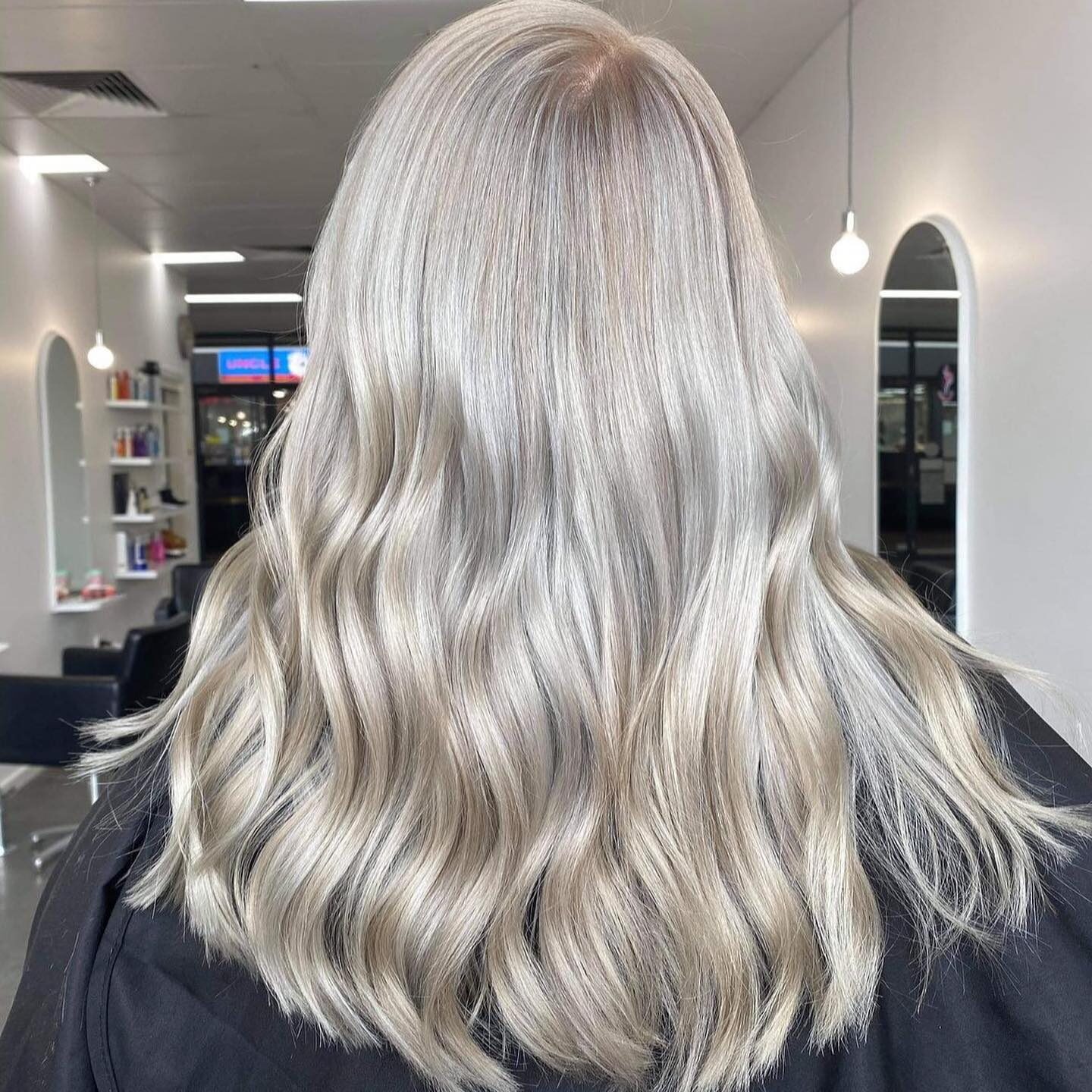 Silver blonde colour result at Sharda Hair